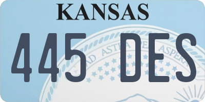 KS license plate 445DES