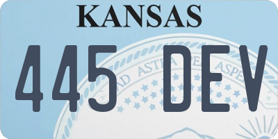 KS license plate 445DEV