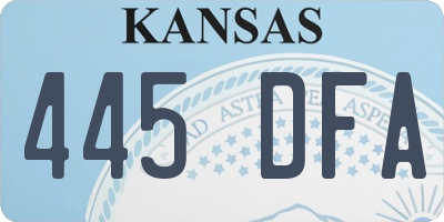 KS license plate 445DFA