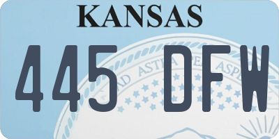 KS license plate 445DFW