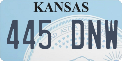 KS license plate 445DNW