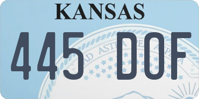 KS license plate 445DOF