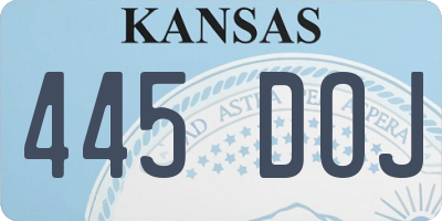 KS license plate 445DOJ