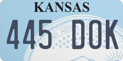 KS license plate 445DOK