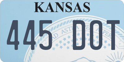 KS license plate 445DOT