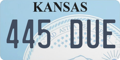 KS license plate 445DUE