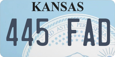 KS license plate 445FAD