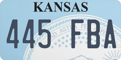 KS license plate 445FBA