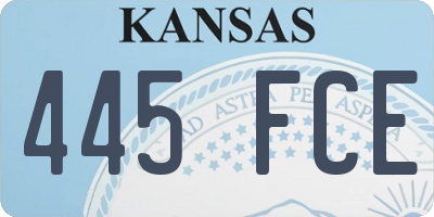 KS license plate 445FCE
