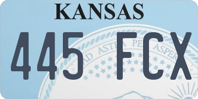 KS license plate 445FCX