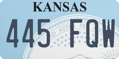 KS license plate 445FQW