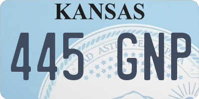 KS license plate 445GNP