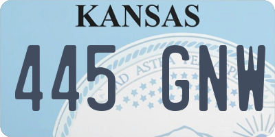 KS license plate 445GNW