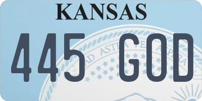 KS license plate 445GOD