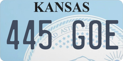 KS license plate 445GOE