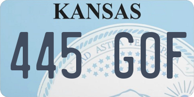 KS license plate 445GOF