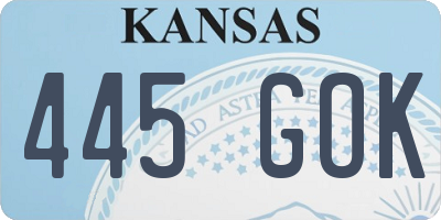 KS license plate 445GOK