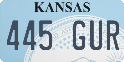 KS license plate 445GUR