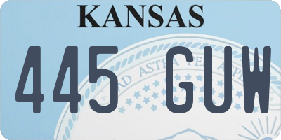 KS license plate 445GUW