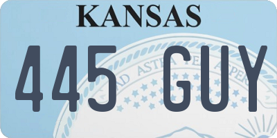 KS license plate 445GUY