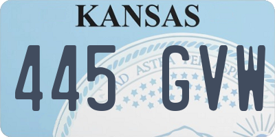 KS license plate 445GVW