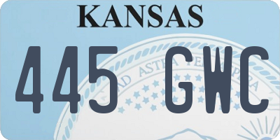 KS license plate 445GWC