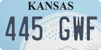 KS license plate 445GWF