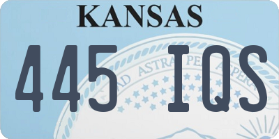 KS license plate 445IQS