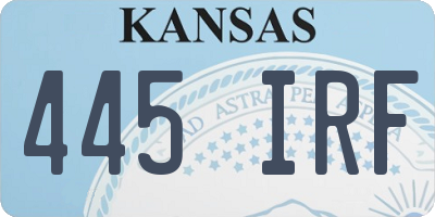 KS license plate 445IRF