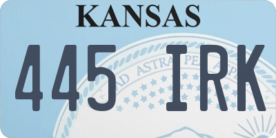 KS license plate 445IRK