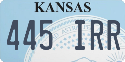 KS license plate 445IRR
