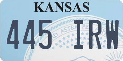 KS license plate 445IRW