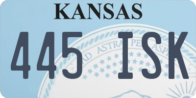 KS license plate 445ISK