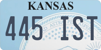 KS license plate 445IST