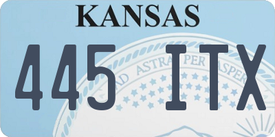 KS license plate 445ITX