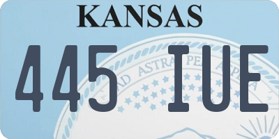 KS license plate 445IUE