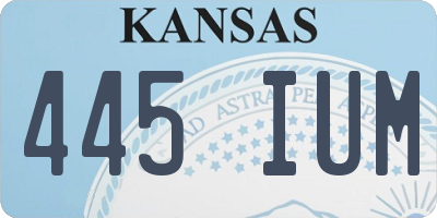 KS license plate 445IUM