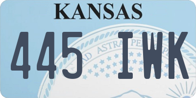 KS license plate 445IWK
