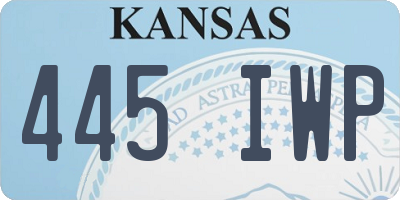 KS license plate 445IWP