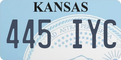 KS license plate 445IYC