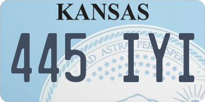 KS license plate 445IYI