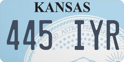 KS license plate 445IYR