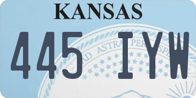 KS license plate 445IYW