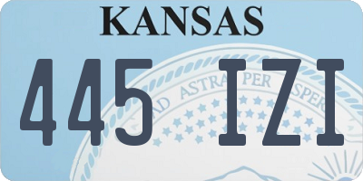 KS license plate 445IZI