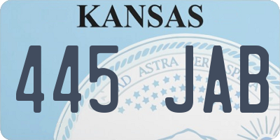 KS license plate 445JAB