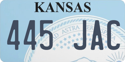 KS license plate 445JAC