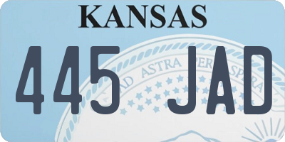 KS license plate 445JAD