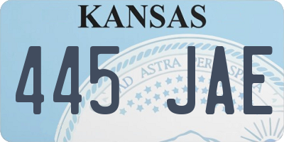 KS license plate 445JAE
