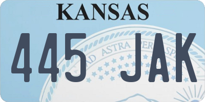 KS license plate 445JAK