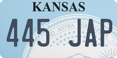 KS license plate 445JAP
